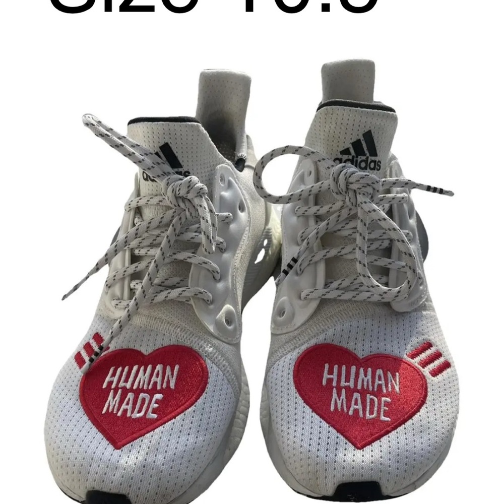 Adidas White and Red Athletic Sneakers with Heart Design